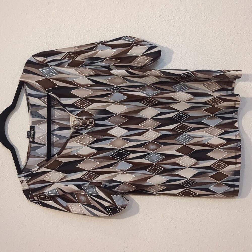 By Design Geometric Brown Blouse Size Medium